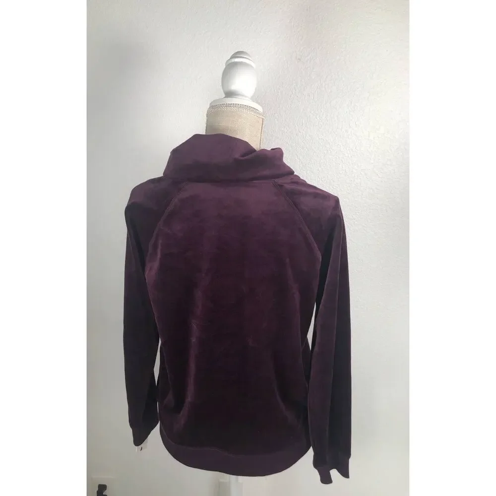 Calvin Klein Aubergine Cowl Neck Velour Pullover - PS